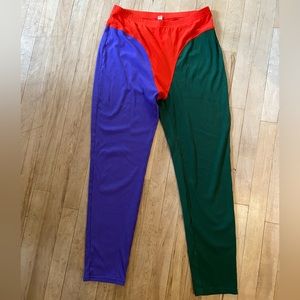 Fashion Brand Company Ribbed Color block Thong Leggings